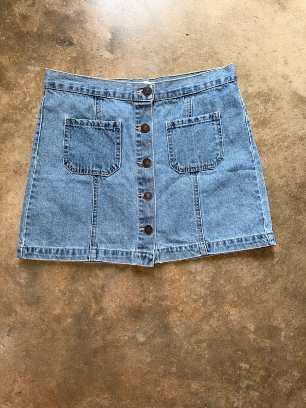 Forever 21 Button Front Denim Mini Skirt Light Wash Size 28